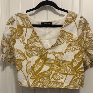 Sugarlips White and Gold Crop Top with Fitted Style